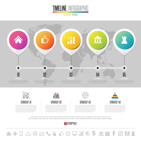 Modello di infografica della timeline — Vettoriale Stock