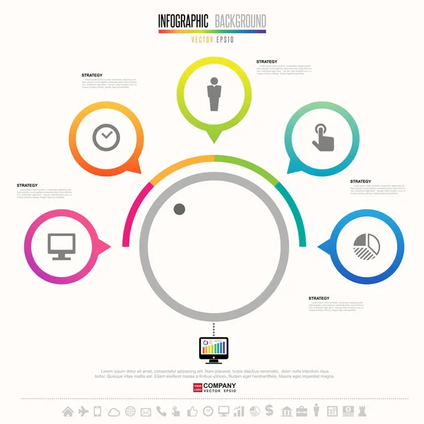 Templat infografis dengan ikon yang ditata - Stok Vektor