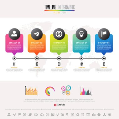 Infographics şablonuyla Icons set