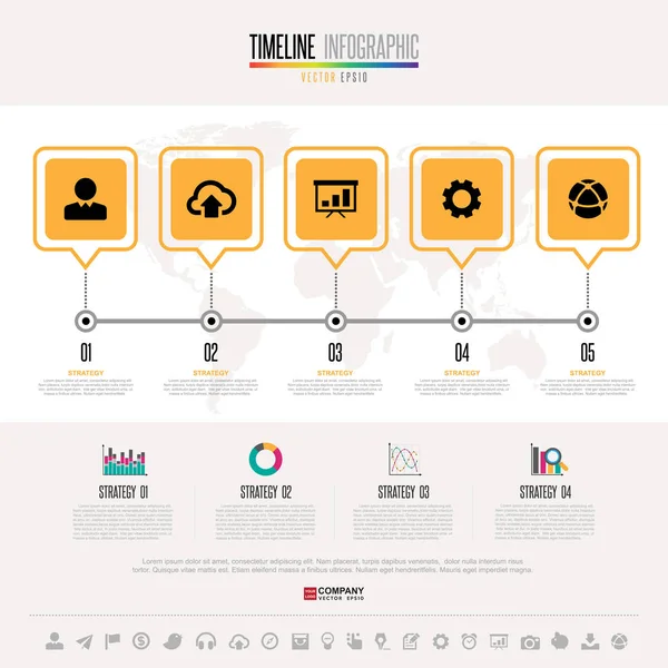 Timeline Template with icons set — Stock Vector