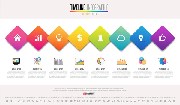 Tidslinjen infographics mall — Stock vektor