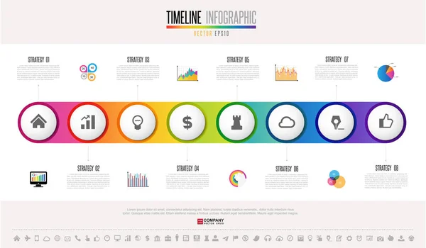 Timeline template with icons — Stock Vector