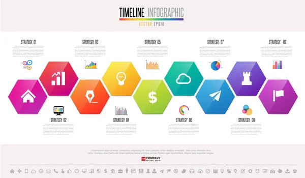 Templat Infografis dengan ikon - Stok Vektor