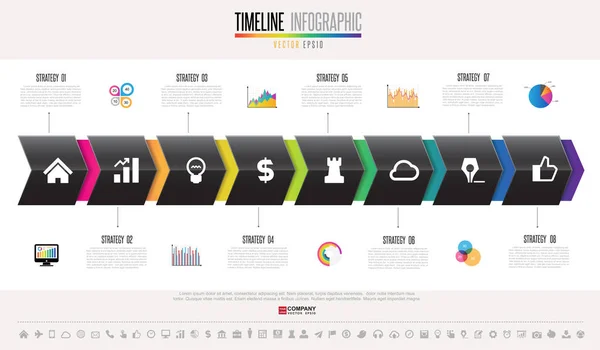Templat desain infografis garis waktu - Stok Vektor