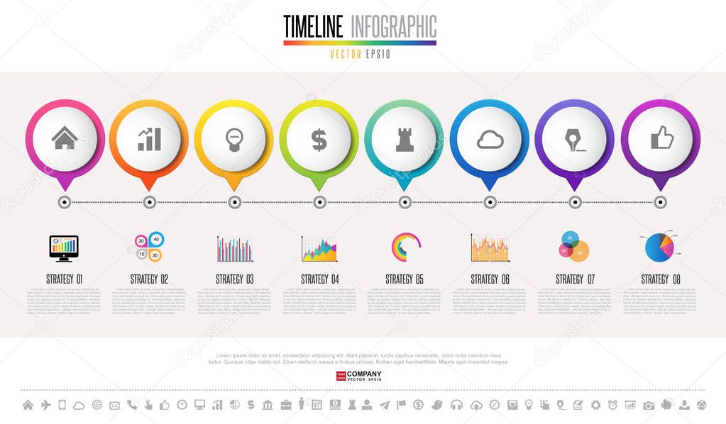 design template with icons set