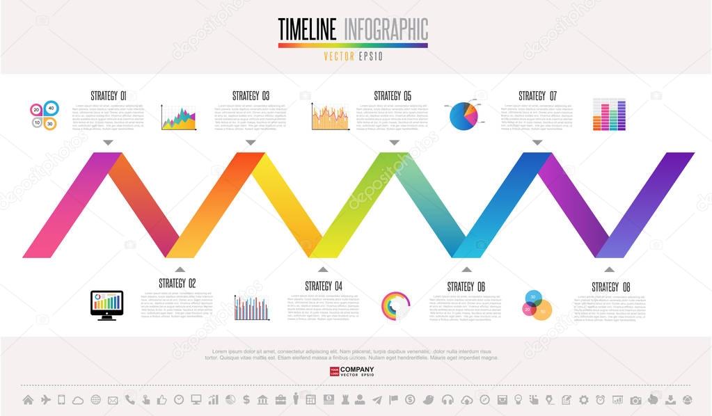 Timeline template with icons