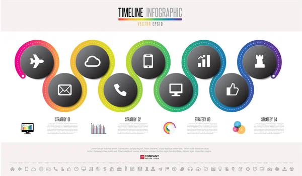 Modello di timeline con icone — Vettoriale Stock