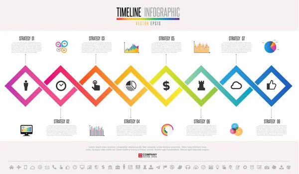 Modello di infografica della timeline — Vettoriale Stock