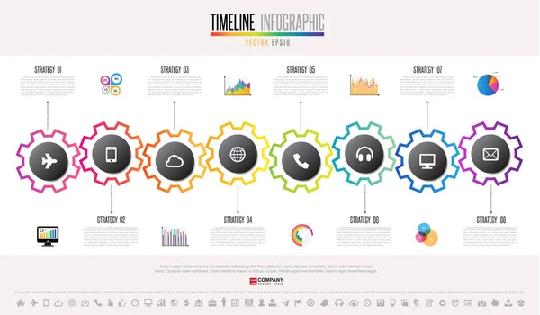 Progettazione della linea temporale Infografica — Vettoriale Stock