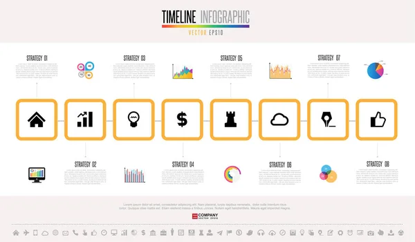 Timeline with icons set — Stock Vector