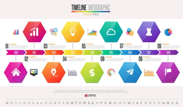 Modello di infografica della timeline — Vettoriale Stock