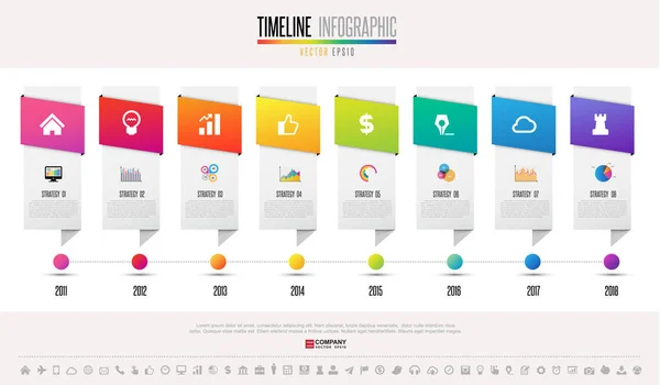 Tidslinjen infographics mall — Stock vektor