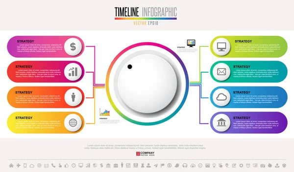 Modello di timeline con icone — Vettoriale Stock