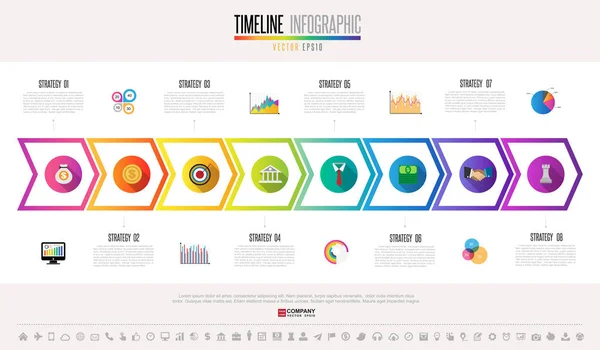 Templat desain Infografis Garis Waktu - Stok Vektor