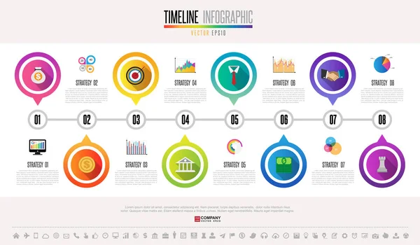 Plantilla de diseño infográfico de línea de tiempo — Archivo Imágenes Vectoriales