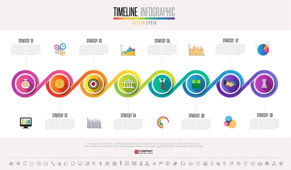Timeline Modello di progettazione infografica — Vettoriale Stock