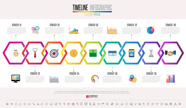 Timeline Modello di progettazione infografica — Vettoriale Stock