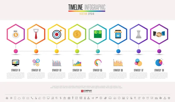 Timeline Modello di progettazione infografica — Vettoriale Stock