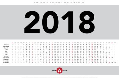 Modern takvim 2018 şablonu