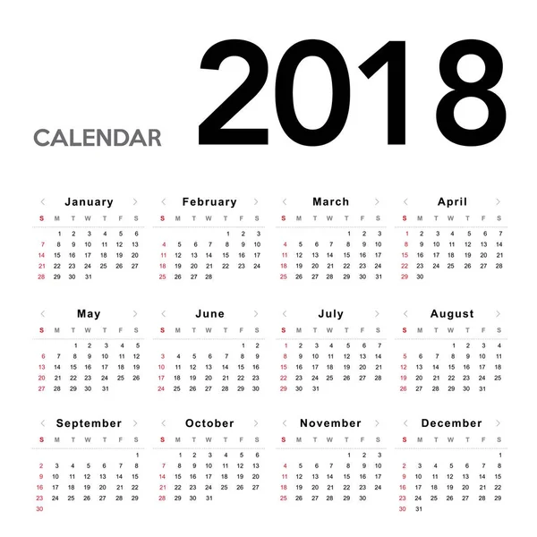 Moderne kalender 2018 sjabloon — Stockvector