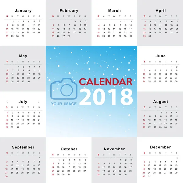 Calendario moderno 2018 modello — Vettoriale Stock