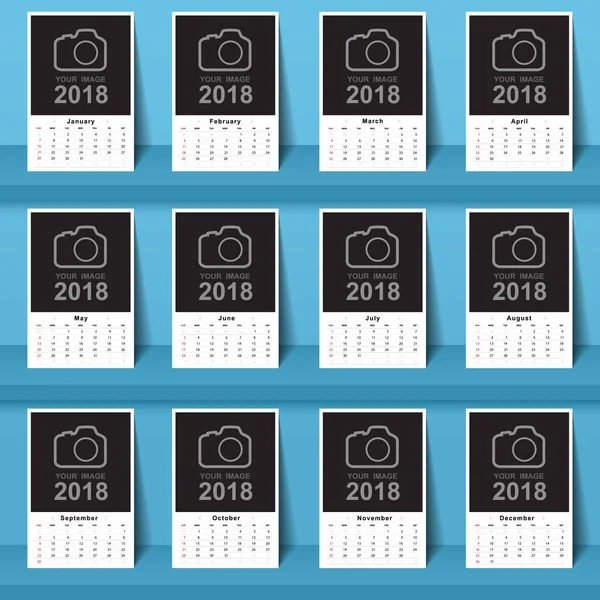 Modèle de calendrier moderne 2018 — Image vectorielle