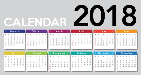 Diseño del calendario moderno 2018 plantilla — Vector de stock