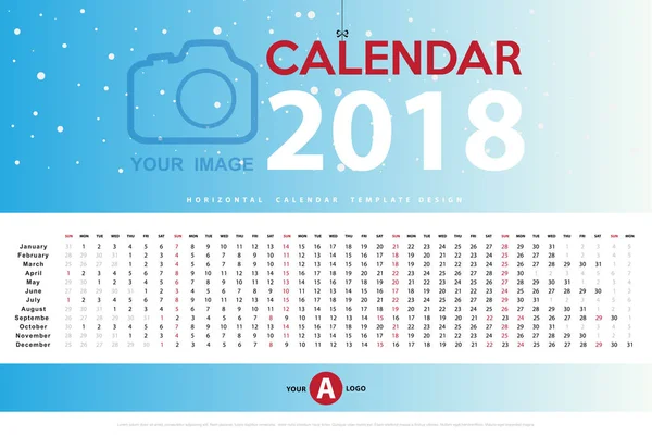 Design del moderno calendario 2018 modello — Vettoriale Stock