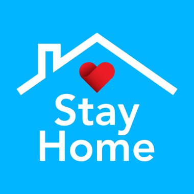 Evde kal. Coronavirus Covid-19, karantina motivasyon ifadesi.