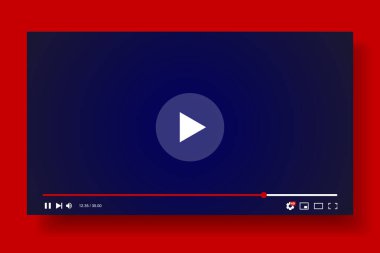 Video Oyuncu Şablonu Tasarımı. Canlı yayın penceresi, oyuncu. Sosyal medya konsepti. Vektör çizimi. EPS 10