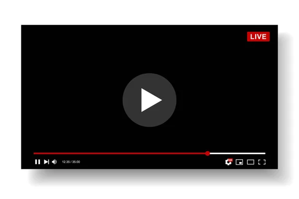 Design Del Modello Lettore Video Finestra Live Streaming Mockup Giocatore — Vettoriale Stock