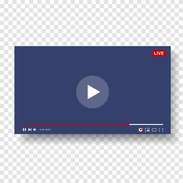 Videospeler Template Ontwerp Mockup Live Stream Venster Speler Sociaal Media — Stockvector