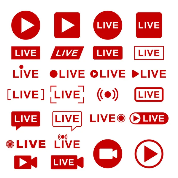 Live Streaming Icons Broadcasting Video News Stream Screen Banners Vector — Stock Vector