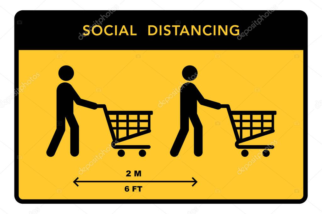 Social distancing banner. Keep the 2 meter distance. Coronovirus epidemic protective. Vector illustration