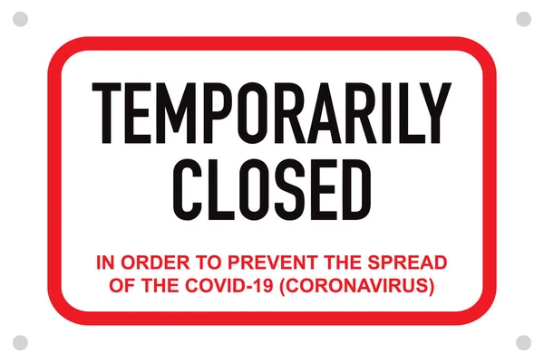 사무실은 일시적으로 코로나 바이러스의 뉴스를 했습니다 장소에서 조치에 표지판이야 Covid — 스톡 벡터
