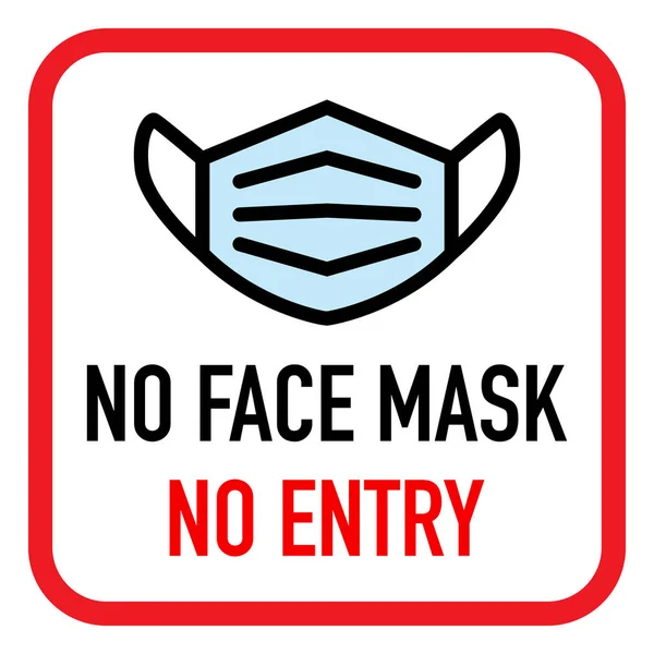 Yüz Maskesi Yok Giriş Işareti Yok Kamu Alanlarındaki Karantina Önlemleri — Stok Vektör