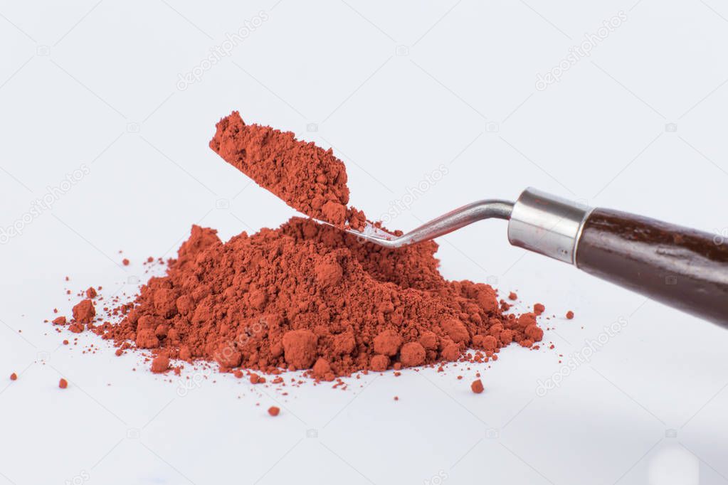 Moroccan Ochre pigment on a white background