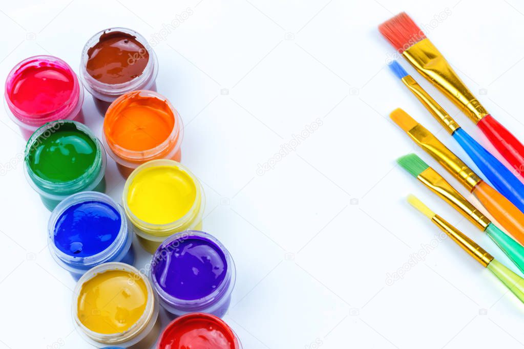 paint and color brushes, artistic materials