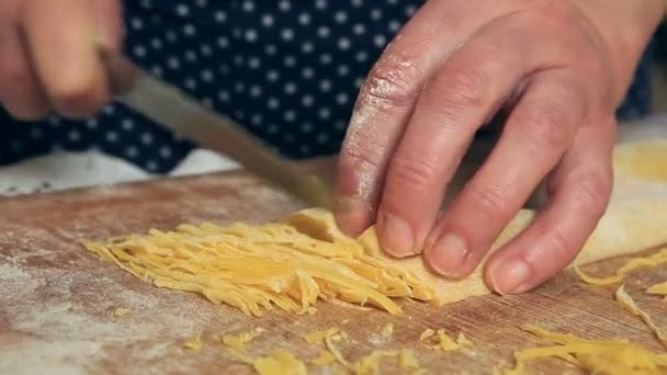 Pasta fatta in casa, tagliatelle, pasta fatta in casa — Video Stock