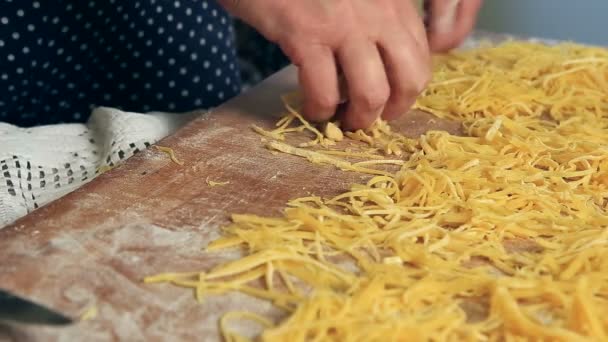 Pasta fatta in casa, tagliatelle, pasta fatta in casa — Video Stock