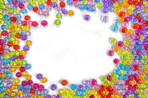 Background of colored beads on a white background — Stock Photo, Image