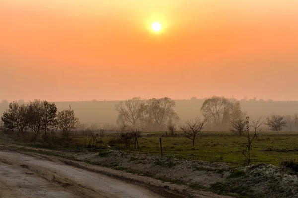 Vackra ukrainska landskapet. Vägen till byn — Stockfoto