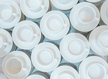 kahve veya çay için fincan, üst görünüm. bardak arka plan birçok bardak arka plan, üst görünüm