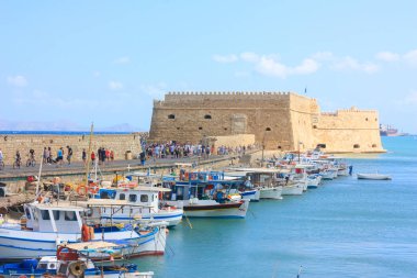 Fort Kandiye Crete islandheraklion Limanı eski Venedik fort Koule ve Tersaneler, Girit, Yunanistan ile üzerinde görüntüleyin 