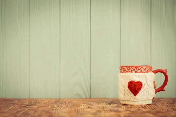 Cup of coffee with red heart — Stock Photo, Image