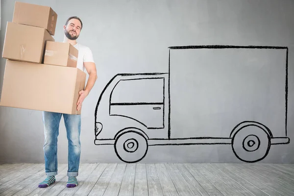 Man New Home Moving Day House Concept — Stock Photo, Image