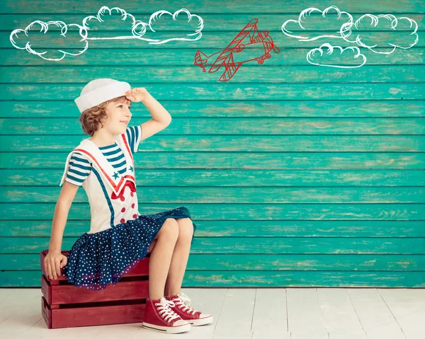 Child pretend to be sailor — Stock Photo, Image