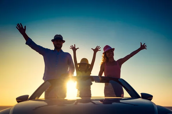 Silhouetten einer glücklichen Familie — Stockfoto