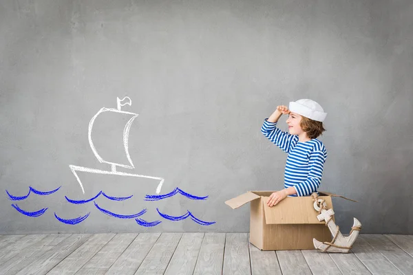 Child pretend to be sailor — Stock Photo, Image