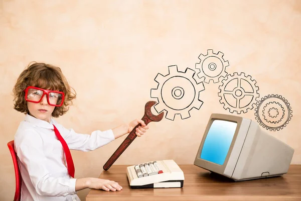 Child pretend to be businessman — Stock Photo, Image